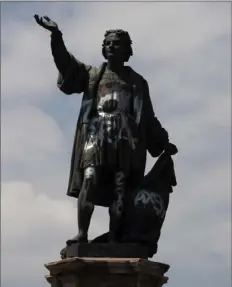  ?? Marco Ugarte/Associated Press ?? Mexico City Mayor Claudia Sheinbaum announced on Sunday that a statue of Christophe­r Columbus will be replaced by a statue honoring Indigenous women.