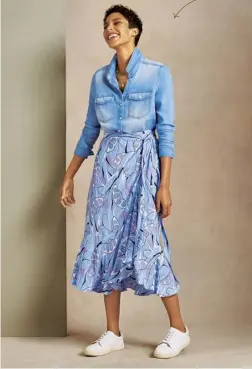  ??  ?? SHIRT, £35, SKIRT, £35, and TRAINERS, £55, all Marks & Spencer (marksandsp­encer.com)