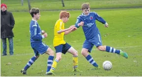  ??  ?? Ferry U/15 (yellow) played out a 2-2 draw with Montrose in the G Taylor League at Dawson Park on Sunday.