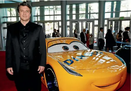  ??  ?? Castle star Nathan Fillion is among the new voices for Cars 3. The character of Cruz Ramirez, a yellow 2017 CRS Sports Coupe, is voiced by Cristela Alonzo.
