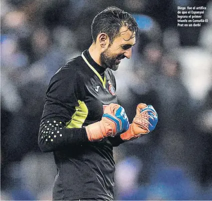  ??  ?? Diego fue el artífice de que el Espanyol lograra el primer triunfo en Cornellà-El Prat en un derbi