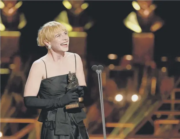  ?? ?? Jessie Buckley accepts the award for Best Actress in a Musical for Cabaret on stage during The Olivier Awards 2022 at the Royal Albert Hall on April 10