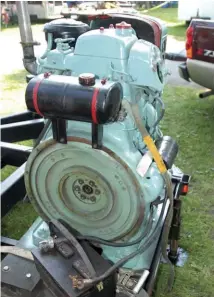  ??  ?? The bellhousin­g on the 1-71 was an SAE #1 and the flywheel was the heaviest in the 71 lineup at over 400 lbs. This was because it was a one-cylinder engine and needed the additional weight. A 10 kilowatt generator head would have been attached here....