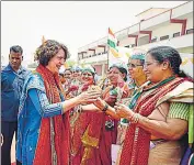  ?? ?? Congress leader Priyanka Gandhi at an election rally in Ramnagar area of Nainital district on Saturday.