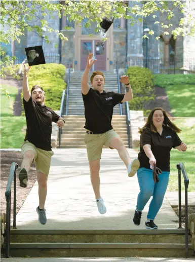  ?? RICK KINTZEL/THE MORNING CALL ?? Shaun, Katie and Kevin McNulty of Bethlehem, pictured May 12 at Lehigh University in Bethlehem, are the first set of triplets to graduate from the school.