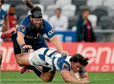  ?? GETTY IMAGES ?? AJ Lam (far left) and Caleb Clarke were strong performers for Auckland against Otago in Dunedin.