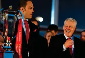  ?? PA ?? Well-deserved: Jones (left) and Gatland celebrate last night