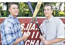  ??  ?? IN THE LIMELIGHT: Todd Frazier has been honored for his accomplish­ments, standing for the national anthem at Yankee Stadium (left, with Derek Jeter) and with his brother, Jeff, in high school.