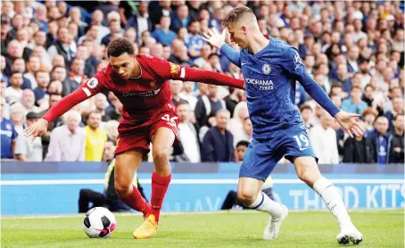  ?? Reuters/File ?? Liverpool’s Trent Alexander-Arnold and Chelsea’s Mason Mount in action during a 2019 Premier League match at Stamford Bridge, London.