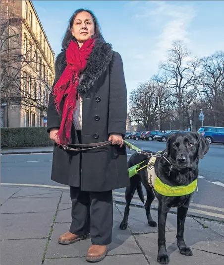  ??  ?? Jamila Shaikh, with her guide dog Bubbles, says her benefit assessment was distressin­g and degrading