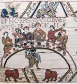  ??  ?? A small section of the Bayeaux tapestry, thought to have been created in the year 1070, still holding its vivid colours.