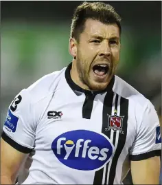  ?? Picture: David Maher/Sportsfile ?? Brian Gartland celebrates his equaliser against Shamrock Rovers last Tuesday night.