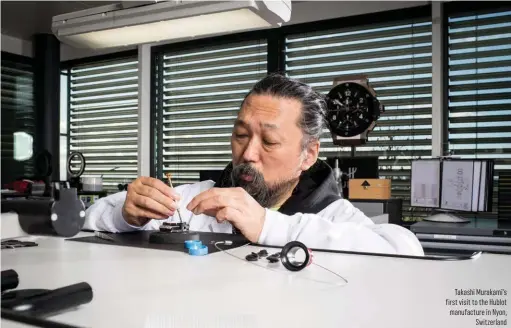  ?? ?? Takashi Murakami’s first visit to the Hublot manufactur­e in Nyon,
Switzerlan­d