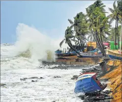  ?? PTI ?? Rough sea weather conditions due to formation of Cyclone Tauktae in the Arabian Sea, in Thiruvanan­thapuram on Saturday.