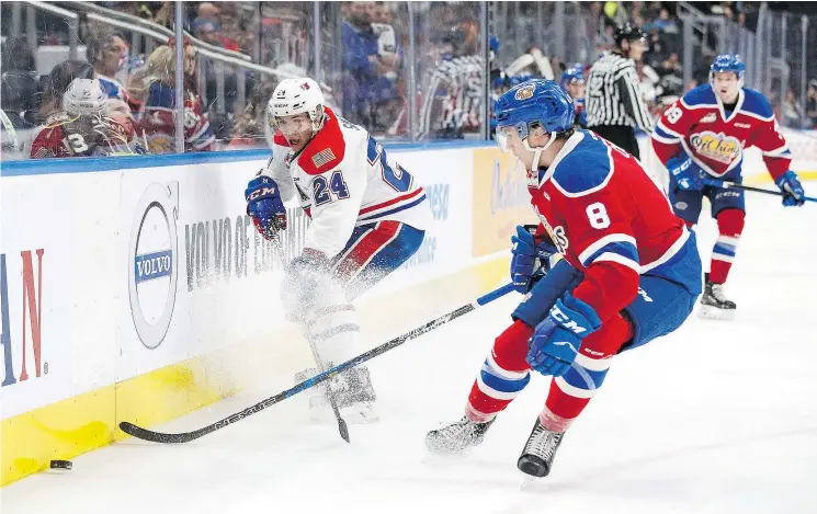  ?? — GETTY IMAGES FILES ?? Spokane Chiefs defenceman Ty Smith, left, scored 73 points in 69 games last season. It’s expected he’ll be the first WHL player chosen in the NHL draft.