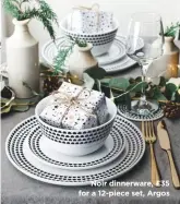  ??  ?? Noir dinnerware, £35 for a 12-piece set, Argos