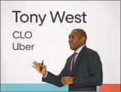  ?? Tasos Katopodis Uber Elevate ?? UBER’S chief legal officer is Tony West, Sen. Kamala Harris’ brother-in-law and longtime political advisor.