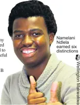  ??  ?? Namelani Ndlela earned six distinctio­ns