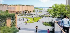  ?? ?? An artist's impression of the future civic precinct Te Manawataki o Te Papa.