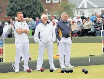  ??  ?? Unlucky The Burnside team of Stevie Jackson, Cammy Taylor and skip Marc Stirratt were knocked out at the first hurdle at the Bowls Scotland finals