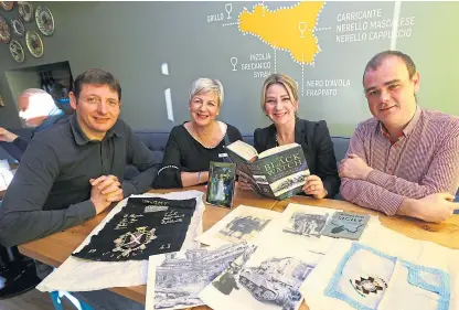  ?? Picture: Dougie Nicolson. ?? From left: Steven Dalton (Laura’s husband), Black Watch Museum CEO Anne Kinnes, Laura Raimondi and museum curator Stuart Kennedy at La Sicilyana café.