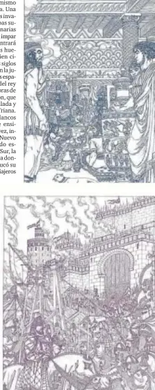  ??  ?? Una alfombra para volar al pasado. La serie se traslada a épocas y lugares como Tartessos, la Bética Romana, Al-Ándalus o la Reconquist­a, gracias a las ilustracio­nes de Pacho Garmendia, Francisco Marchena, Juan Manuel Fontenla y Dagoberto Arguiz.