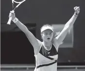  ?? THIBAULT CAMUS AP ?? The Czech Republic’s Barbora Krejcikova raises her arms as she defeats Coco Gauff in the quarterfin­als.