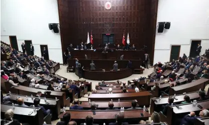  ?? Adem Altan/AFP/Getty Images ?? President Erdoğan at the Turkish grand national assembly in Ankara. All 30 Nato members need toapprove new members. Photograph: