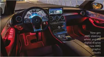  ??  ?? New gen AMG steering wheel and the digital display has new AMG graphic visuals