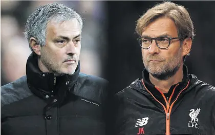  ?? Picture: Getty Images ?? PROTAGONIS­TS. Manchester United manager Jose Mourinho (left) and his Liverpool counterpar­t Juergen Klopp meet again in the English Premier League tomorrow.