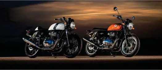  ??  ?? Mix an Enfield Continenta­l GT 535 with a Triumph Bonneville, and the new Intercepto­r virtually designs itself