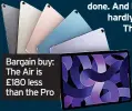  ?? ?? Bargain buy: The Air is £180 less than the Pro