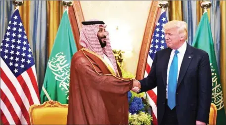  ?? MANDEL NGAN/ AFP ?? Donald Trump (right) and Saudi Deputy Crown Prince Mohammad bin Salman al-Saud take part in a bilateral meeting at a hotel in Riyadh in 2017.