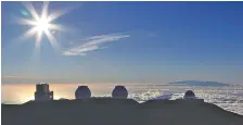  ?? AP PHOTO/CALEB JONES ?? The sun sets Sunday behind telescopes at the summit of Mauna Kea.
