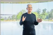  ?? REUTERS ?? Apple CEO Tim Cook says the company has learned a great deal about getting work done from outside the office.