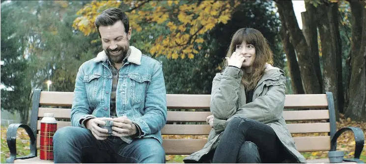  ?? NEON ?? Jason Sudeikis and Anne Hathaway appear in a scene from Colossal, Nacho Vigalondo’s new sci-fi film that is really about addiction.