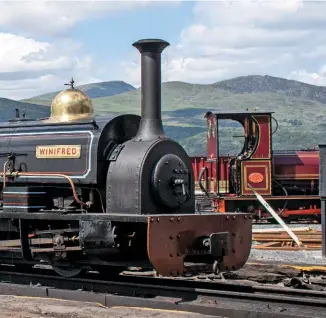  ?? KENNY FELSTEAD ?? Spot the difference! From the back, ‘Large Quarry’ Hugh Napier and ‘Small Quarry’ Margaret line up alongside ‘Penrhyn Ports’ Gwynedd and Winifred outside Boston Lodge Works on the Ffestiniog Railway on June 21 2018.