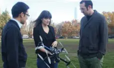  ?? LIZ DO/UNIVERSITY OF TORONTO ?? U of T’s Timothy Chan, left, Angela Schoellig and Justin Boutilier are part of a research team aiming to use drones to deliver medical aid across Ontario.