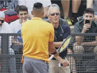  ??  ?? 0 Nick Kyrgios argues with tournament umpire Gerry Armstrong during his match with Casper Ruud.