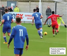  ??  ?? Francis Amartey rounds the keeper to score