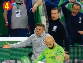  ?? ?? Willy Caballero waits as Gianfranco Zola and Sarri rage 4