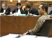  ?? FEDRIK TARIGAN/JAWA POS ?? SIMAK DAKWAAN: Tubagus Chaeri Wardana menjalani sidang di Pengadilan Tipikor Jakarta kemarin.