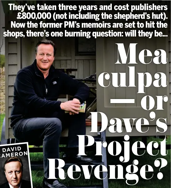  ??  ?? this is a caption this is a caption this is a caption this is a caption Putting it in writing: Cameron and the £25,000 hut where he penned his book, inset