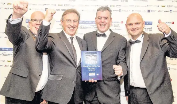  ??  ?? > Colmore Tang celebratin­g at last year’s Birmingham Post Business Awards where they won the New Business of the Year accolade