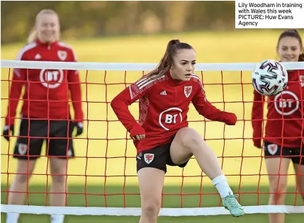  ?? ?? Lily Woodham in training with Wales this week PICTURE: Huw Evans Agency