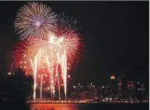  ?? BRIAN BOHANNON/THE ASSOCIATED PRESS ?? A grand fireworks show kicks off Louisville’s annual Kentucky Derby Festival, a two-week party that attracts more than a million visitors leading to the famed Derby.