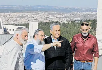  ?? Photo / AP ?? Benjamin Netanyahu (second right) meets settlement leaders in the occupied West Bank.