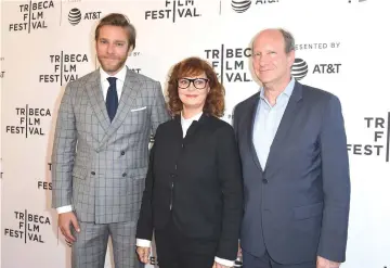  ?? — AFP file photos ?? Producer Adam Haggis, Sarandon and author Doron Weber attend the premiere of ‘Bombshell: The Hedy Lamarr Story’ during 2017 Tribeca Film Festival in New York.