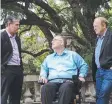  ??  ?? UNITED STANCE: Rob Pyne (centre) with Katter’s Australian Party MPs Robbie Katter and Shane Knuth.