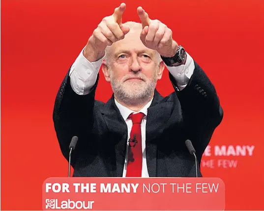  ??  ?? The way ahead: Jeremy Corbyn claimed Labour was now the ‘government in waiting’ in his rapturousl­y received speech to delegates on the final day of the party conference in Brighton